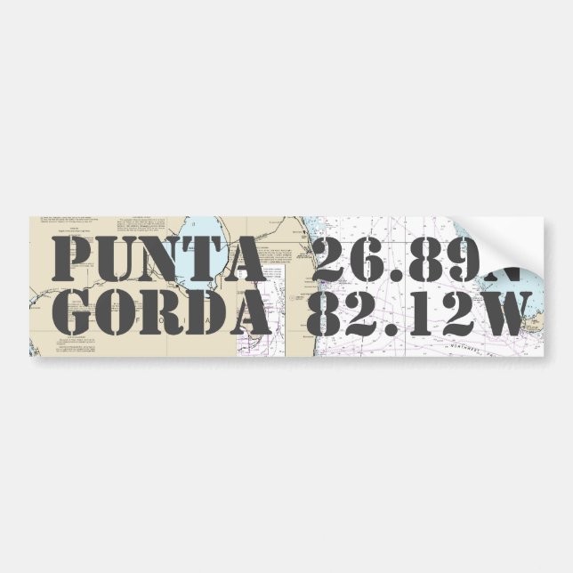 Punta Gorda FL Latitude Longitude Navigation Bumper Sticker (Front)