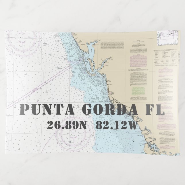 Punta Gorda FL Nautical Chart Latitude Longitude Trinket Tray (Front)