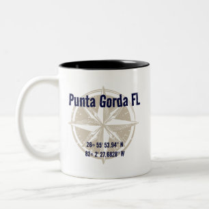Punta Gorda, Florida Nautical Latitude Longitude Two-Tone Coffee Mug