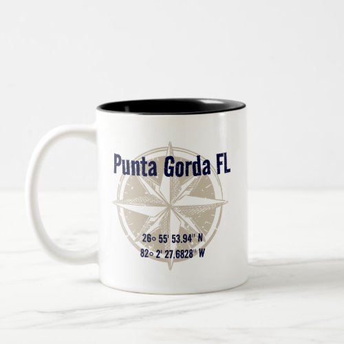 Punta Gorda Florida Nautical Latitude Longitude Two_Tone Coffee Mug