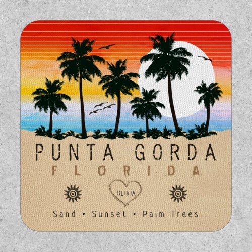 Punta Gorda Florida Retro Sunset Palm tree 1960s Patch