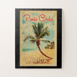 Punta Gorda Jigsaw Puzzle Palm Tree Beach Retro<br><div class="desc">Punta Gorda Florida design in Vintage Travel style featuring a palm tree on the beach with ocean and sky.</div>