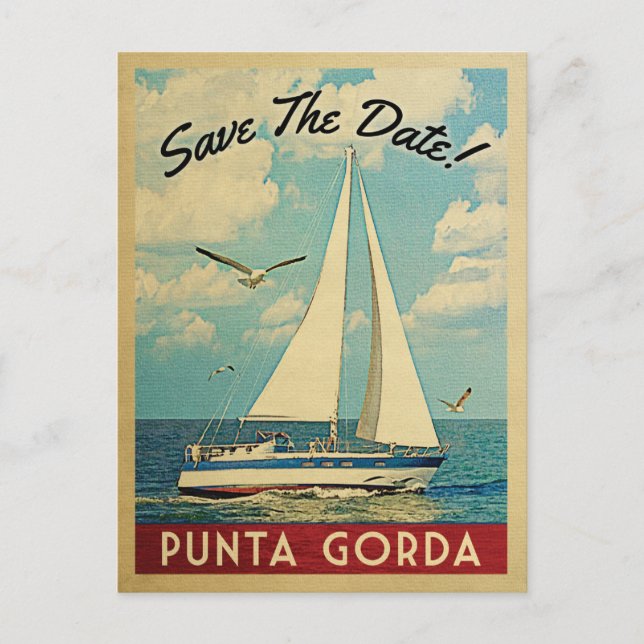 Punta Gorda Save The Date Sailboat Nautical Announcement Postcard (Front)