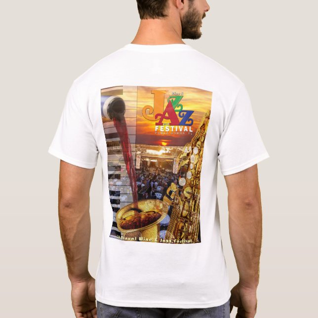 Punta Gorda's 2018 Wine & Jazz Poster design T-Shirt (Back)