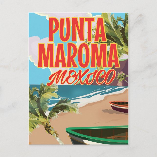 Punta Maroma Beach Mexico travel poster Postcard (Front)