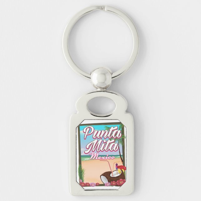 Punta Mita, Mexico Beach travel poster Keychain (Front)