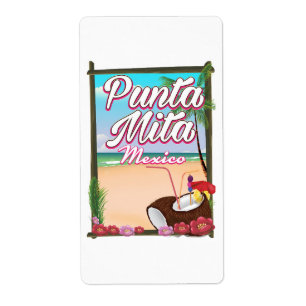 Punta Mita, Mexico Beach travel poster Label