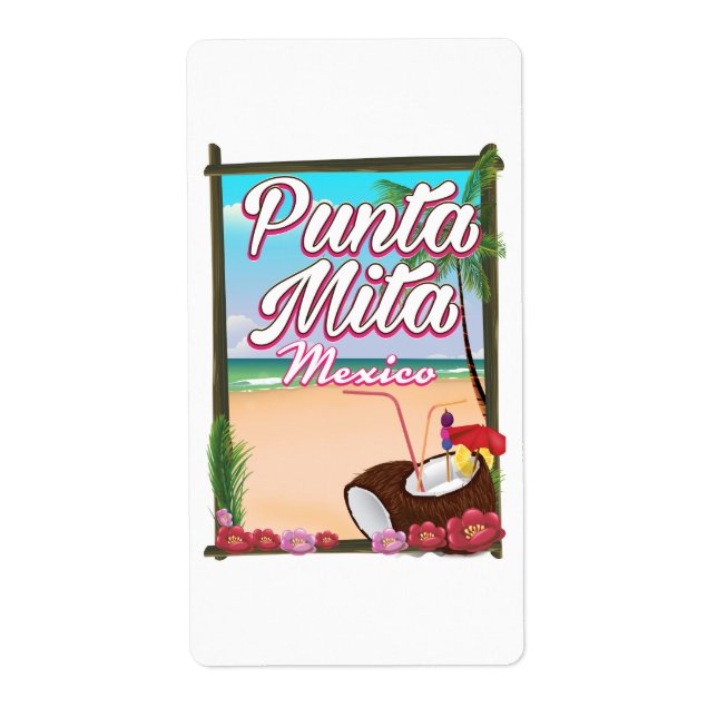 Punta Mita, Mexico Beach travel poster Label (Front)