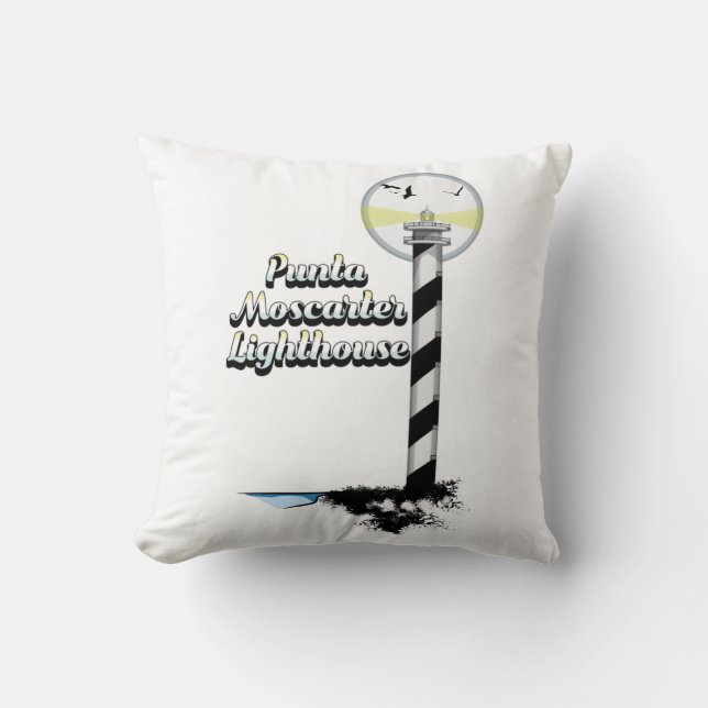 Punta Moscarter Lighthouse Throw Pillow (Front)