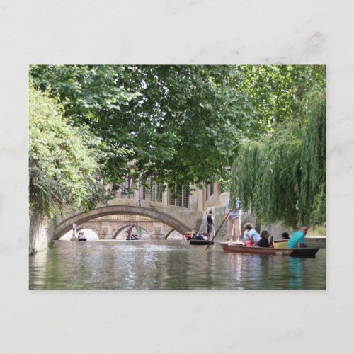 Punting in Cambridge Postcard