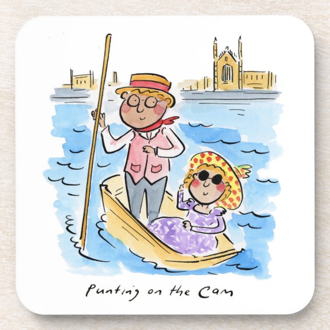 Punting on the Cam, Cambridge Beverage Coaster (Front)