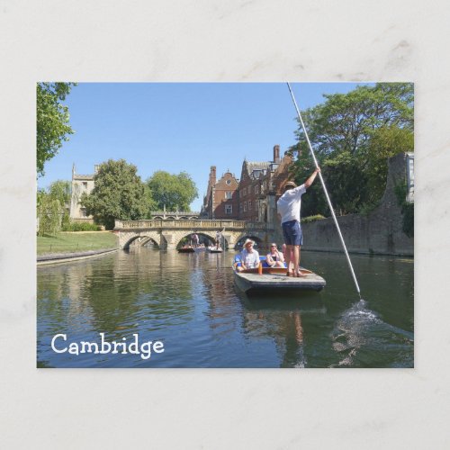 punting on the river Cam in Cambridge Postcard