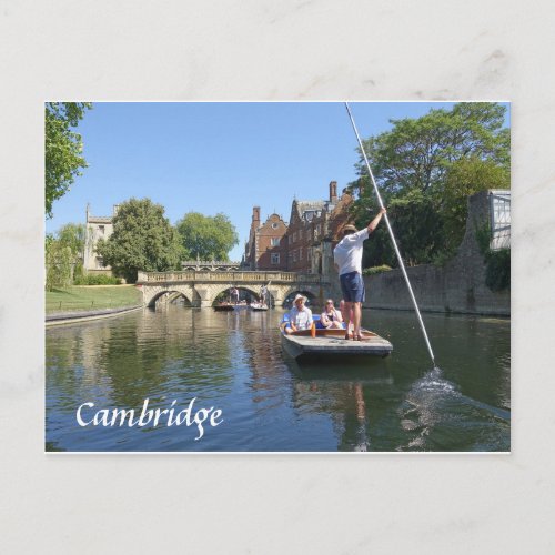 punting on the river Cam in Cambridge Postcard