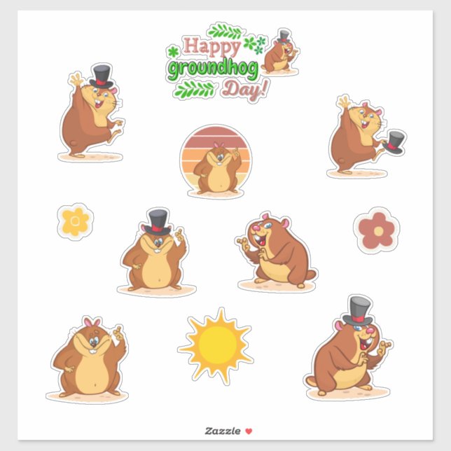 Punxsutawney Phil Groundhog Day old man winter Sticker (Sheet)