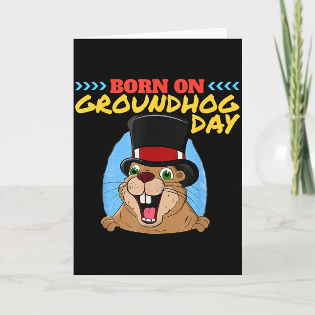 Punxsy Phils Cute Groundhog Day February 2nd Birth Card (Front)