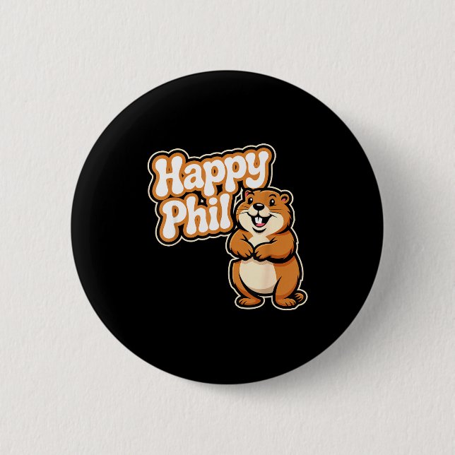 Punxy Phils Cute Groundhog Day Costume February 2n Button (Front)