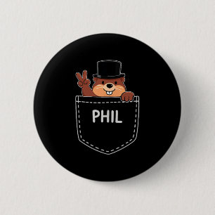 Punxy Phils Cute Groundhog Day Pocket Design Febru Button