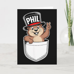 Punxy Phils Cute Groundhog Day Pocket Design Febru Card