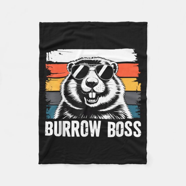 Punxy Phils Groundhog Day Costume February 2nd Bur Fleece Blanket (Front)