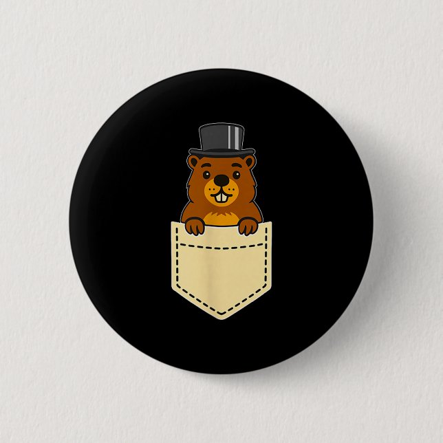 Punxy Phils Groundhog Day Pocket Design February 2 Button (Front)