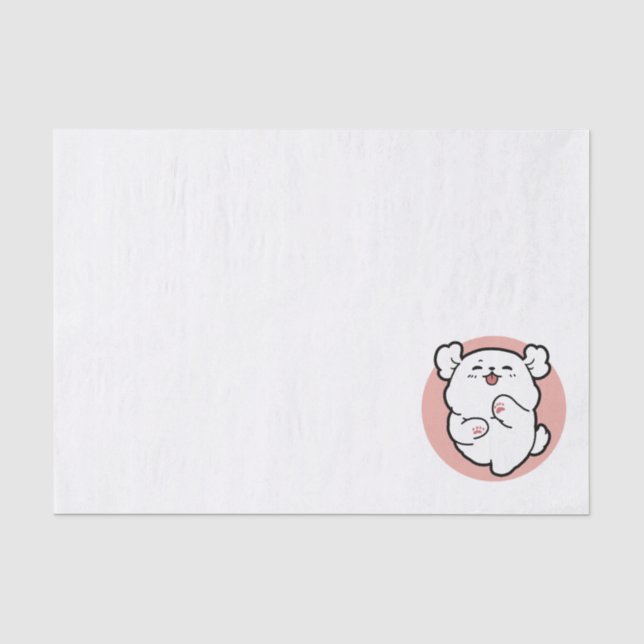 Pup a Hello! – Happy White Dog Cartoon Design Tissue Paper (Front)
