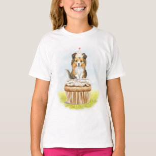 Pup Cake Sheltie Birthday Cupcake T-Shirt