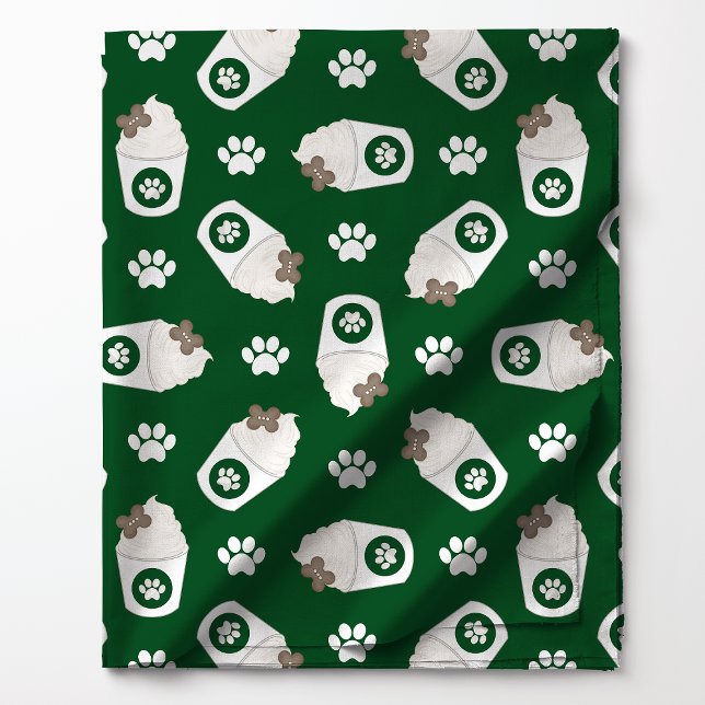 Pup Cup and Paws on Green Fabric (Creator Uploaded)