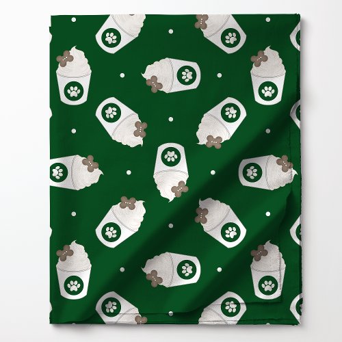 Pup Cups Polka Dot on Green Fabric