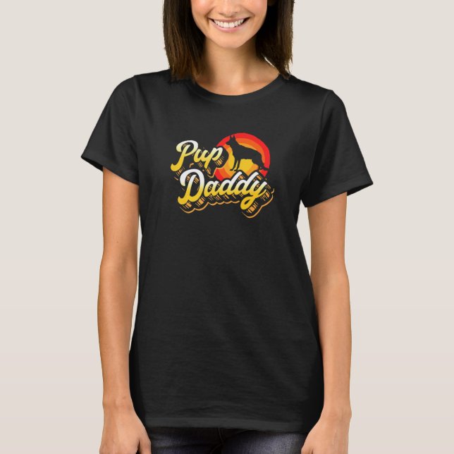 Pup Daddy 80s German Shepherd Dog Dad Retro T-Shirt (Front)