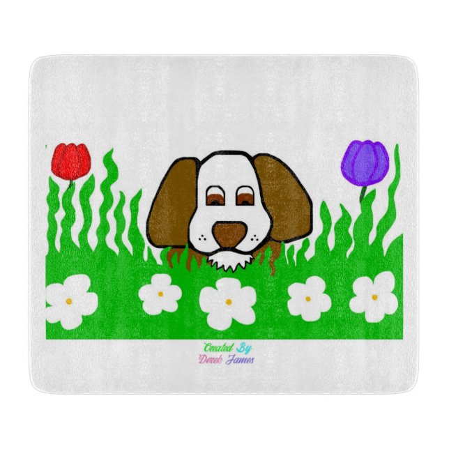 Pup N Play Glass Cutting Board 15.2 cm x 17.8 cm (Front)