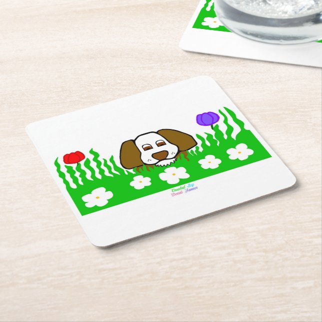 Pup N Play Square Paper Coaster (Angled)