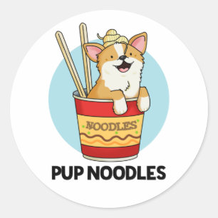 Pup Noodles Funny Cup Noodles Pun Classic Round Sticker