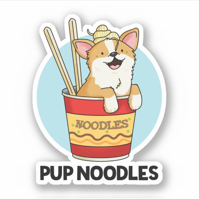 Pup Noodles Funny Cup Noodles Pun  Sticker (Front)