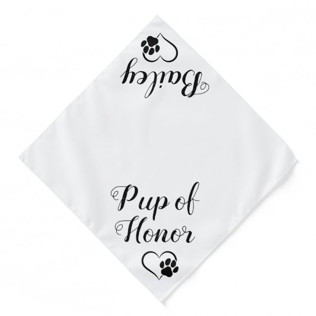 Pup of Honor Personalized Dog Pet Wedding Bandana (Front)