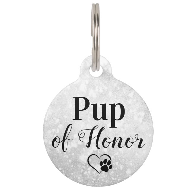 Pup Of Honor Personalized Dog Pet Wedding ID Tag (Front)