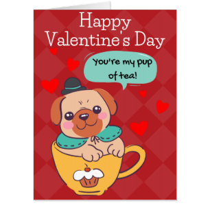 Pup Of Tea Funny Dog Giant Valentine Card