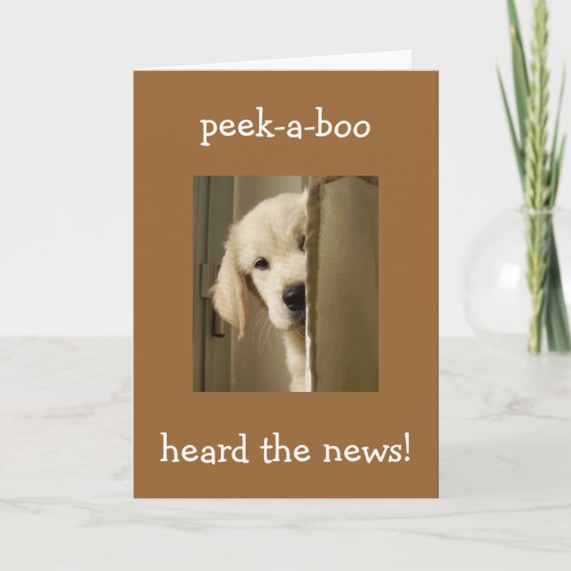 PUP SAYS "PEEK-A-BOO" ADOPTION CONGRATULATIONS CARD (Front)