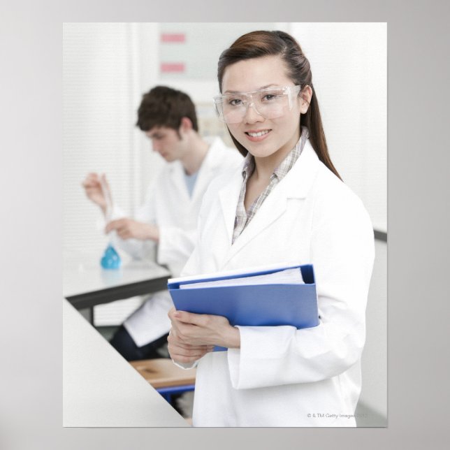 Pupils in a science lesson. poster (Front)