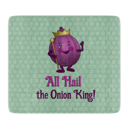 Puple Onion on Green _ King with Crown _ your text Cutting Board