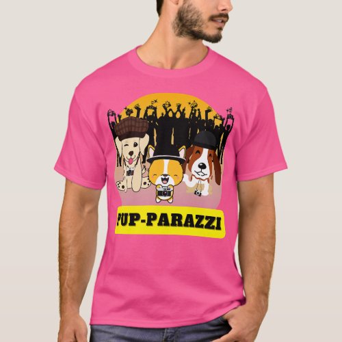 Pupparazzi crowd golden retriever corgi and beagle T_Shirt