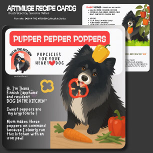 PUPPER PEPPER POPPERS Recipe card Finnish Lapphund