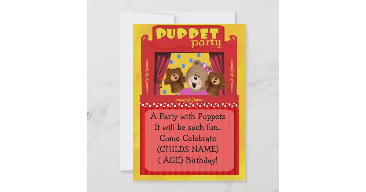 Puppet Party Invitation Zazzle