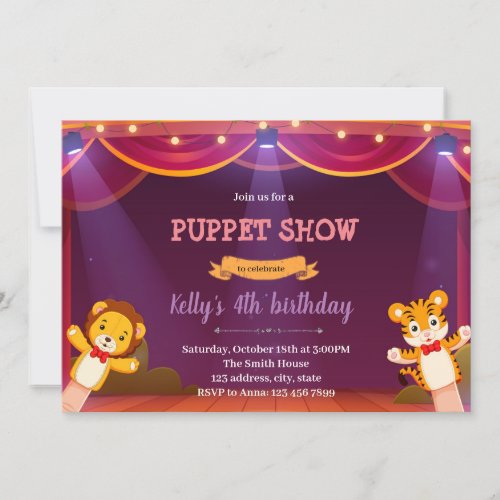 Puppet show birthday invitation