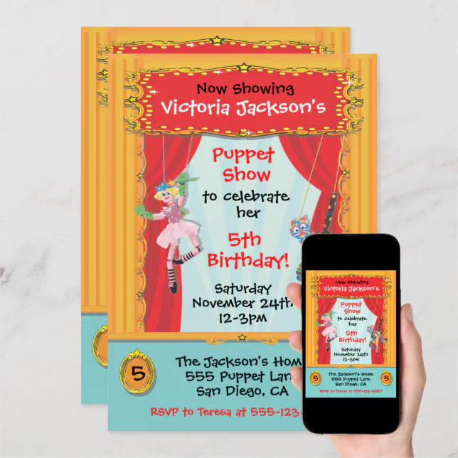 Puppet Show Party Invitation Zazzle