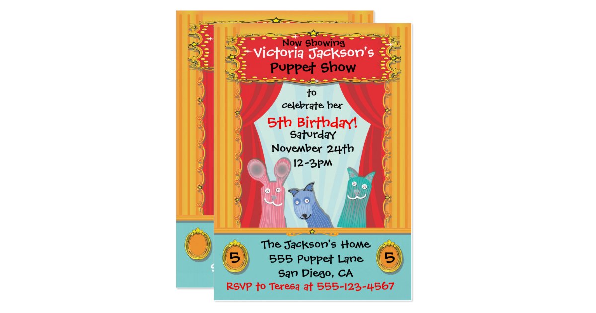 Puppet Show Party Invitation Zazzle