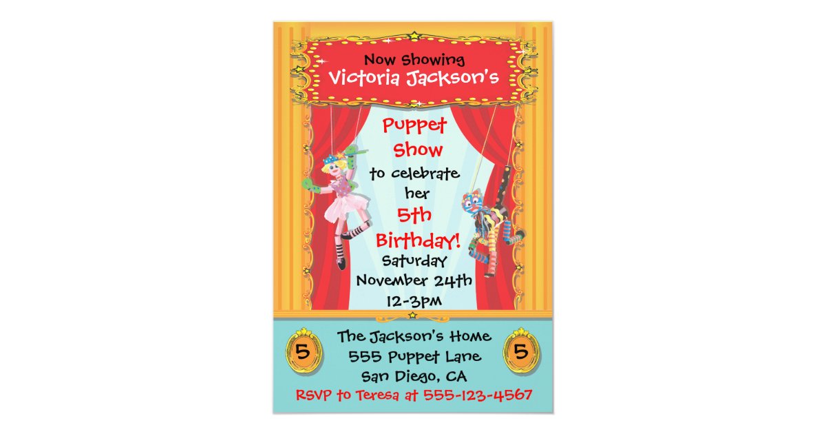 Puppet Show Party Invitation Zazzle