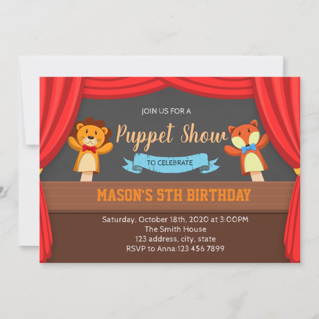 Puppet show party invitation Zazzle
