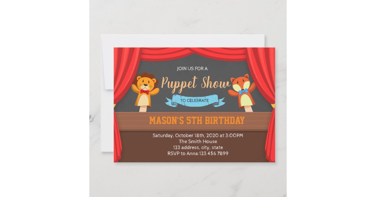 Puppet show party invitation Zazzle