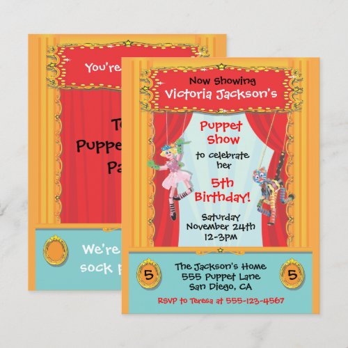 Puppet Show Party Invitation