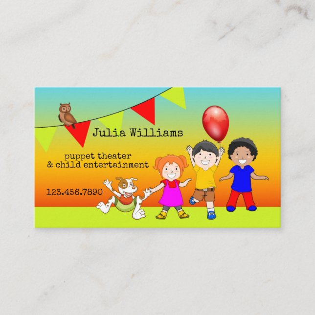 Puppet Theater Child Entertainment Business Card (Front)